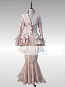 Edwardian Downton Abbey 1900s Vintage Form Fitting Peplum Dress Theater Gown 328 - Picture 1 of 8
