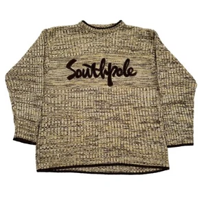 SOUTHPOLE Spellout Men's Sweater size Large - Acrylic - Yellow/Brown - Picture 1 of 7
