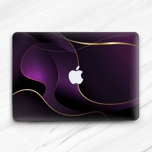 Luxurious Purple Gradient Gold Line Hard Case For Macbook Air 13 Pro 16 13 14 15 - Picture 1 of 4