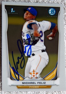  Michael Feliz Signed 2014 Bowman Chrome Card Auto Houston Astros