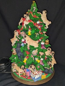 Danbury Mint Pug Dog Lighted Christmas Tree RARE HTF Holiday Decoration -No Star - Picture 1 of 17