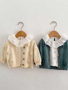 Girls Cardigan Crewneck Sweatshirt Newborn Outwear Baby Clothes Autumn Shrug