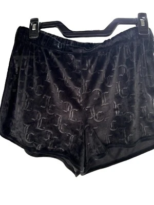 Juicy Couture All Over Logo Soft Velour Sleep Shorts Black Size Large  Logos - Image 1 of 4