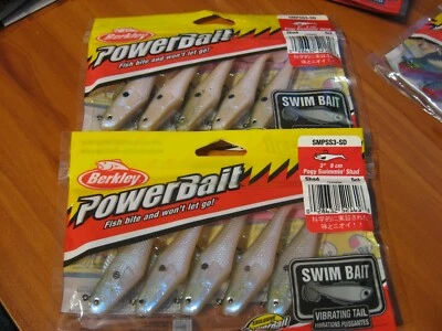 2 Packs Berkley PowerBait Fishing - 1/4 Oz Pre-Rigged Swim Bait - 3" Pogy Shad - Image 1 of 2