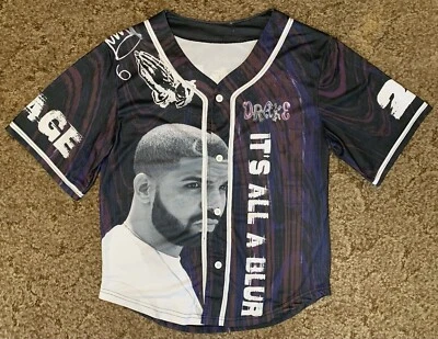 Бейсбольная футболка Drake 21 Savage It's All A Blur Tour на пуговицах хип-хоп - Изображение 1 из 4