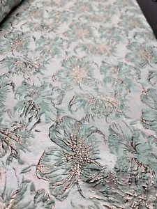 MINT GREEN ROSE GOLD Floral Brocade Fabric (60 in.) Sold By The Yard For Dress - Picture 1 of 13