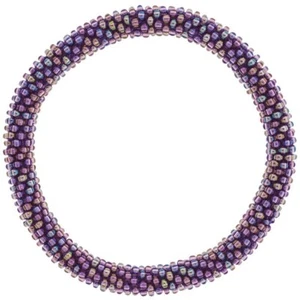 Pulsera Aid Through Trade Roll-On® "Berenjena" Cuentas de Vidrio Púrpura Hecha en Nepal - Imagen 1 de 3