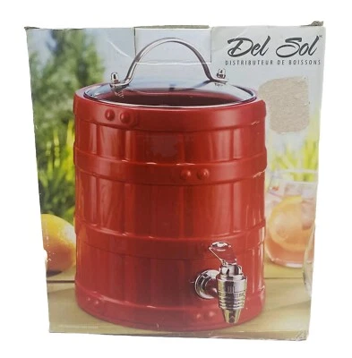 Beverage Dispenser Home Essentials And Beyond Barrel Collection Red With Spout - Image 1 of 4