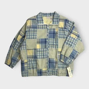 Koret 80er Vintage Damen Patchwork Jacke 2X blau/gelb NEU langarm - Bild 1 von 10