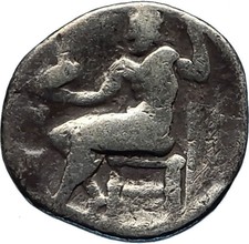 ALEXANDER III the GREAT 323BC Authentic Ancient Silver Greek Coin w Zeus i65685