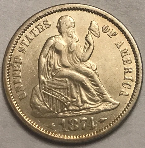 1874 AU ARROWS SEATED DIME Cover