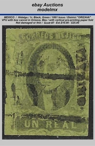 Mexico, 1861, Hidalgo, 1r., used in ORIZAVA,Pre-fold Printing, E.$10.00 - $25.00 - Picture 1 of 2