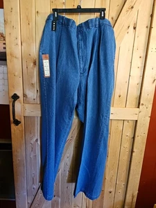 Neu mit Etikett Haggar Big & Tall Denim Typ plissiert 48 x 34 Herrenhose Arbeit bis Wochenende - Bild 1 von 8