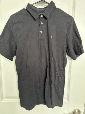 Volcom Men's Polo Shirt Size S Black Short Sleeve Button Up - Image 1 of 4