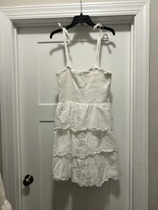 American Eagle white eyelit ruffled spaghetti strap sundress Women's size XL - Picture 1 of 7