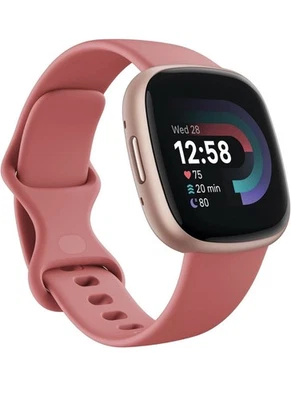 Fitbit Versa 4 Activity Tracker Watch Pink Sand Copper Rose Aluminum GPS HR Slep - Image 1 of 4