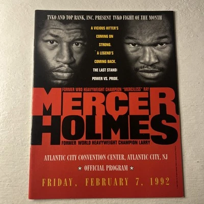  RAY MERCER  vs LARRY HOLMES 1992 official boxing event program - Image 1 of 4