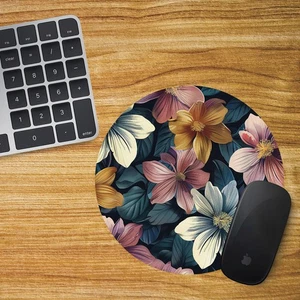 Flowers Round Mouse Mat / Pad Laptop Desktop Computer White Pink Orange Flower 5 - Picture 1 of 2