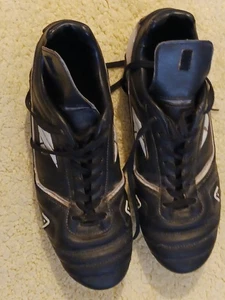 YOOGV men's black leather football boots size UK 12, EU 47,used minor wear. - Picture 1 of 8