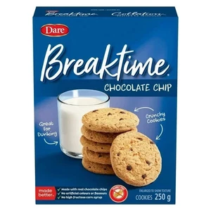 3 Boxes DARE Breaktime Chocolate Chip Cookies 250g / 8.8 oz - Canada FRESH - Picture 1 of 2
