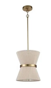 RRTYO Tabor 2-Light Modern Boho Brass Drum Chandelier Hourglass Tapered Pendant - Picture 1 of 4