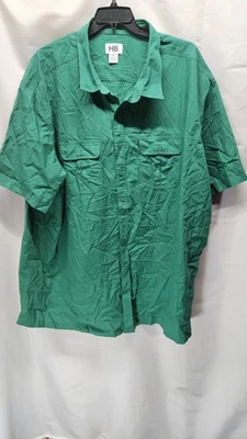 Mens HB Size 5XL Tall Green Short Sleeve Button Up Shirt - Image 1 of 4