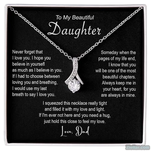 Collana Alla Mia Bella Figlia, Regalo Gioielli Natale Vacanze da Papà Papà - Foto 1 di 7