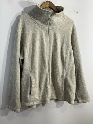 Chaqueta polar para mujer Faded Glory cremallera completa 3 X 22w-24w bolsillos avena  Foto 1 de 4