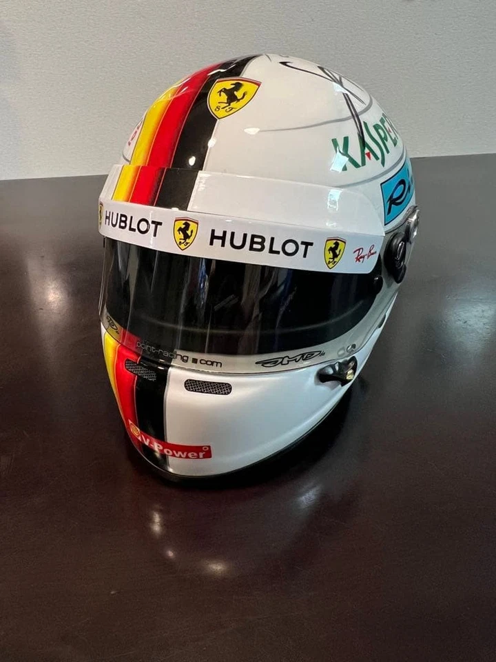 Rare F1 Ferrari Sebastian Vettel autographed 1/2 scale Helmet Kaspersky with box - Image 1 of 4
