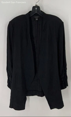 Chaqueta halógena negra acanalada manga 3/4 ajuste regular frente abierto para mujer talla 1 Foto 1 de 4