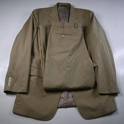 Jos A Bank 44L 38x30 Beige Caqui Algodón Hombre Chaqueta Pantalones Traje Foto 1 de 4