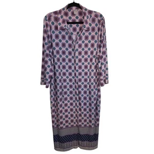 Chico’s Damen Medaillon Print Midikleid Knopfleiste 3/4 Ärmel Gr. 3 US 16/18 - Bild 1 von 9
