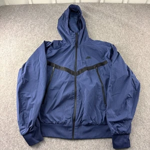 Nike Tech Jacke Herren Medium Royalblau Woven Combat Windbreaker Kapuze Mantel Reißverschluss - Bild 1 von 13
