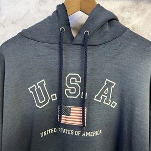Vintage USA Hoodie Sweatshirt Herren XL 25,5x26 Faded Blue Y2K - Bild 1 von 20