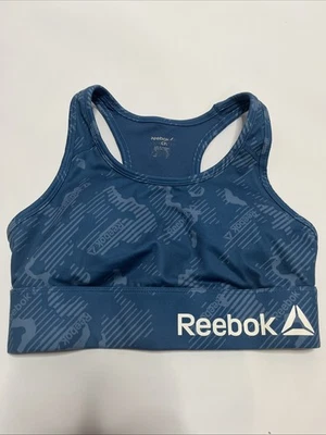 Reebok Logo Women’s Prime Essential XS Impact Sports Bra Removable Cups Blue - Image 1 of 4