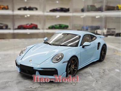MINICHAMPS 1:18 Porsche 911 992 Turbo S Alloy Diecast Model Car adult Gifts Blue - Immagine 1 di 4