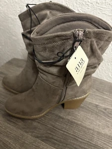 NWT ANA Powers Taupe Slouch Bootie Boots, Faux Suede Womens 8 - Picture 1 of 4