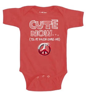 Cute Now... 'Til My Polish Comes Out Peace Infant Baby Poland Flag Bodysuit Top - Picture 1 of 9
