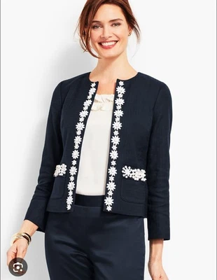 Chaqueta Talbots Mujer 18W RSVP Adornada Cuentas Frente Abierto Floral Blazer Foto 1 de 4
