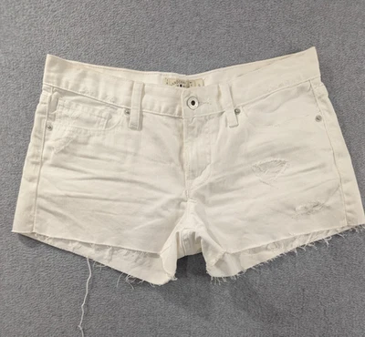 Lucky Brand 牛仔短裤女式 4 码白色 The Cut Off Midi Distressed 棉 — 第 1/4 张图片