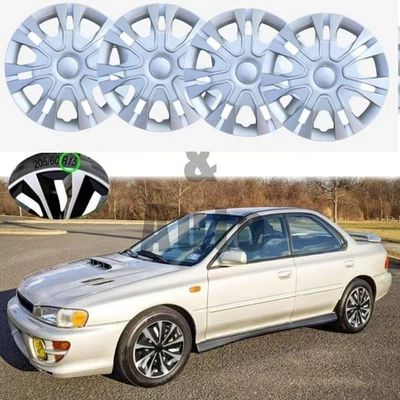 15" inch Hubcaps For Subaru Impreza Wheel Rim Covers Snap On Silver 4pcs Foto 1 de 4