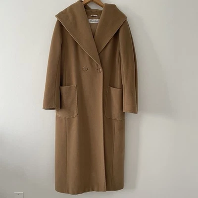 Stunning Rare MaxMara Wool Cashmere Hooded Iconic CoatBeige Size US 10 - Image 1 of 4