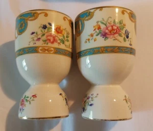 Double Egg Cup Transferware English?USA? Floral Antique Unmarked Excellent! 4" - Picture 1 of 9
