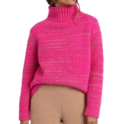 Suéter de cuello alto Banana Republic para mujer a rayas medianas de gran tamaño lana de neón nuevo con etiquetas Foto 1 de 4