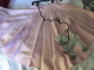 Mid century pink/black fleece & felt POODLE SKIRT 1950s zippered costume 22" wst - Picture 1 of 6