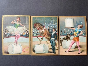3 Chromos - Thème Cirque - Danseuse Acrobate Cheval - Lessertisseux - Picture 1 of 2