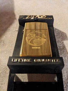 Zippo Hawaii Waikiki Beach Club latón liso delgado nuevo - Imagen 1 de 2