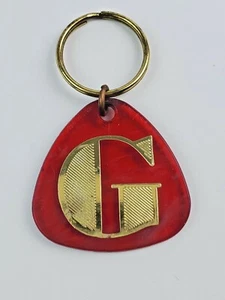 Vintage Letter G Red plastic Keychain Gold letter Name Alphabet 1980's  - Picture 1 of 5