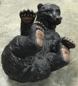 Black Bear Cub Cast Iron Cement Garden Indoor Figure - Picture 1 of 4