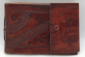 VTG Leather Binder Hand Tooled Embossed Photo/Scrapbook Album, 11” X 7” X 1” - Picture 1 of 3